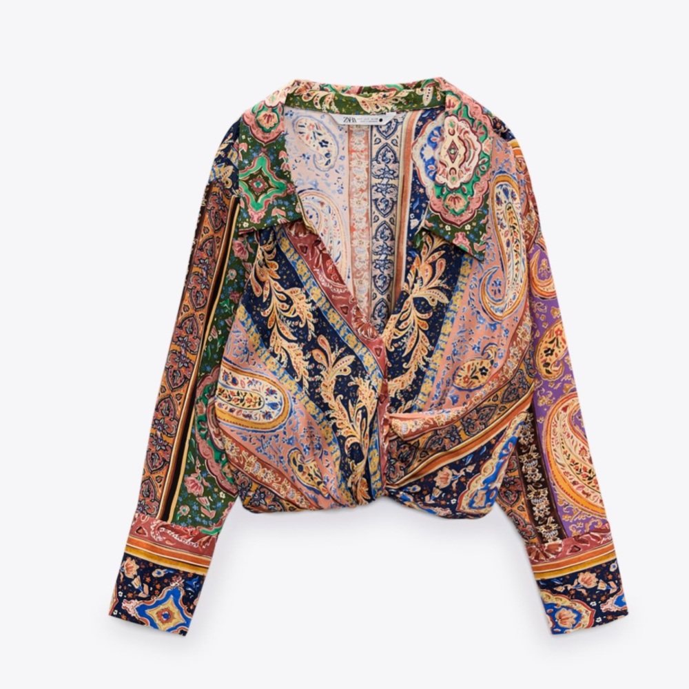 Zara boho printed blouse Size S